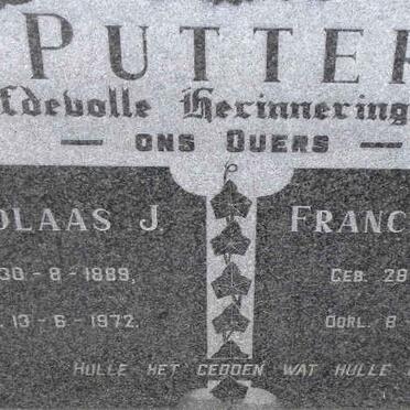 PUTTER Nicholaas J. 1889-1972 &amp; Francina S.M. 1894-1968