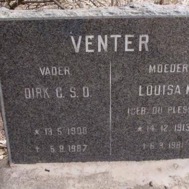 VENTER Dirk C.S.D. 1900-1987 &amp; Louisa M. DU PLESSIS 1913-1981