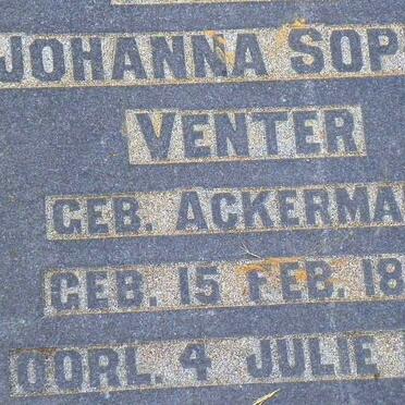 VENTER Johanna Sophia nee ACKERMANN 1894-1946