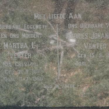 VENTER Andries Johannes C. 1892- &amp; Martha L. GREYLING 1858-1968
