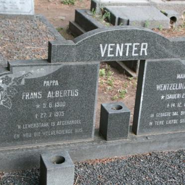 VENTER Frans Albertus 1900-1975 &amp; Wentzelina Maria SAUER 1904-1975