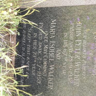 WALKER John Peter -1932 &amp; Maria Isobel CUMMING -1959