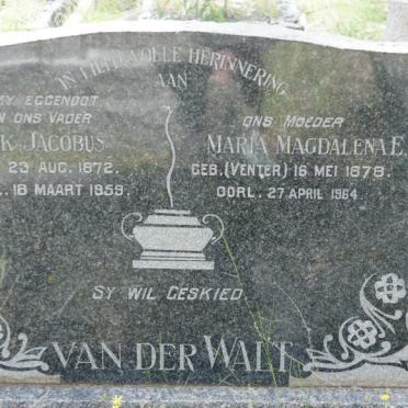 WALT Izak Jacobus, van der 1872-1959 &amp; Maria Magdalena E. VENTER 1878-1964