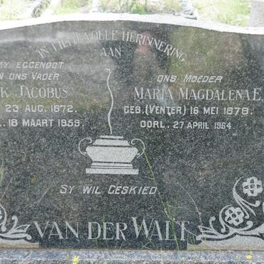 WALT Izak Jacobus, van der 1872-1959 &amp; Maria Magdalena E. VENTER 1878-1964