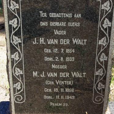 WALT J.H., van der 1854-1933 &amp; M.J. VENTER 1856-1943
