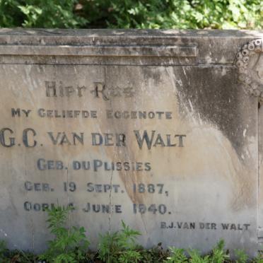 WALT G.C., van der nee DU PLESSIS 1887-1940