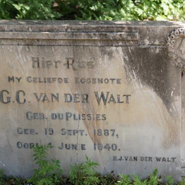 WALT G.C., van der nee DU PLESSIS 1887-1940