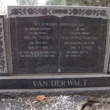 WALT Willem Jacobus, van der 1915-1959 &amp; Janetta Anna Wilhelmina SCHOOMBEE 1912-2003