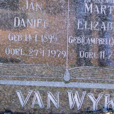 WYK Jan Daniel, van 1899-1979 &amp; Martha Elizabeth CAMPBELL 1901-1961