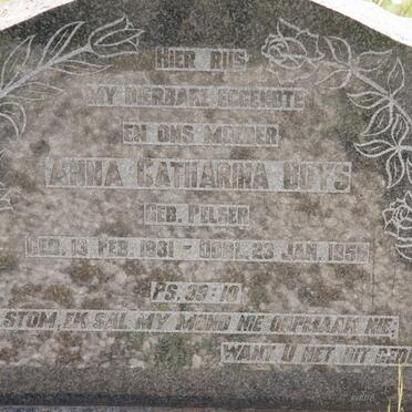 BUYS Anna Catharina nee PELSER 1881-1955