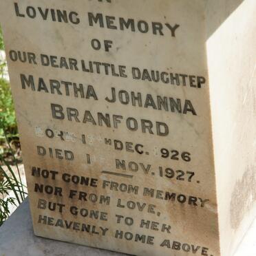 BRANFORD Martha Johanna 1926-1927