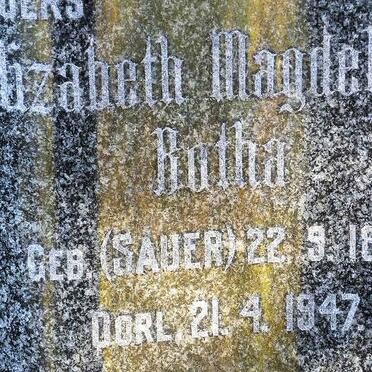BOTHA Elizabeth Magdelena nee SAUER 1875-1947