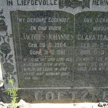COETZEE Jacobus Johannes 1904-1961 &amp; Clara Isabella 1907-1987