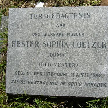 COETZER Hester Sophia nee VENTER 1878-1948