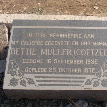 MÜLLER Bettie nee COETZEE 1932-1972