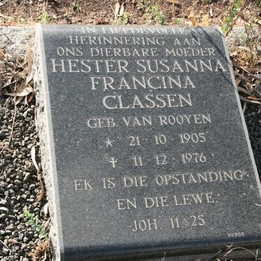 CLASSEN Hester Susanna Francina nee VAN ROOYEN 1905-1976