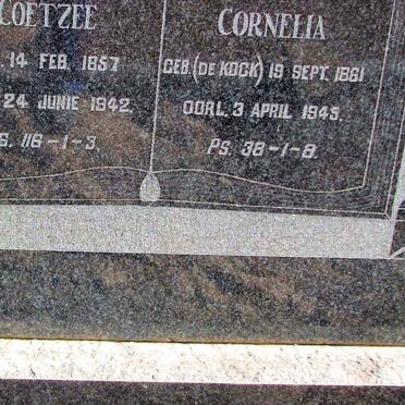 COETZEE Magdalena Catharina Cornelia nee DE KOCK 1861-1945