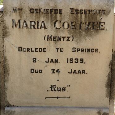 COETZEE Maria nee MENTZ -1939