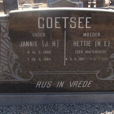 COETSEE J.H. 1902-1983 &amp; H.E. neé RAUTENBACH 1907-1985
