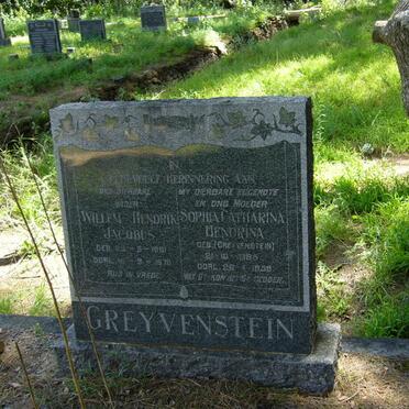 GREYVENSTEIN Willem Hendrik Jacobus 1881-1970 &amp; Sophia Catharina Hendrika GREYVENSTEIN 1885-1959