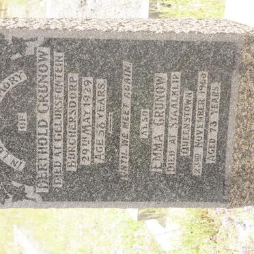 GRUNOW Berthold -1929 &amp; Emma -1960