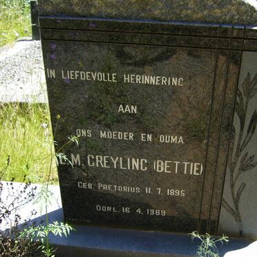GREYLING E.M. nee PRETORIUS 1895-1989