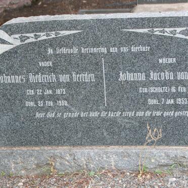 HEERDEN Johannes Diederick, van 1873-1953 &amp; Johanna Jacoba SCHOLTZ 1884-1953