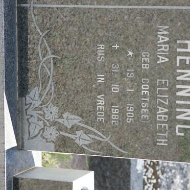 HENNING Maria Elizabeth nee COETSEE 1905-1982