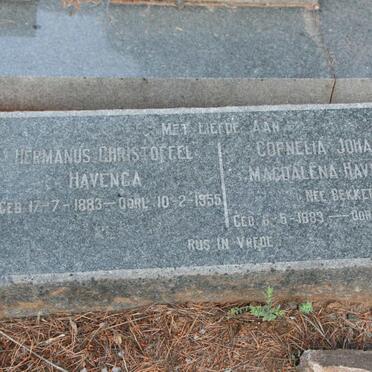 HAVENGA Hermanus Christoffel 1883-1955 &amp; Cornelia Johanna Magdalena BEKKER 1883-1952