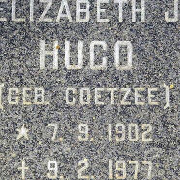 HUGO Elizabeth J. nee COETZEE 1902-1977