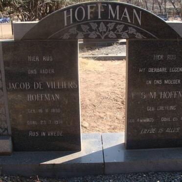 HOFFMAN Jacob De Villiers 1898-1974 &amp;  F.S.M. neé GREYLING 1905-1965
