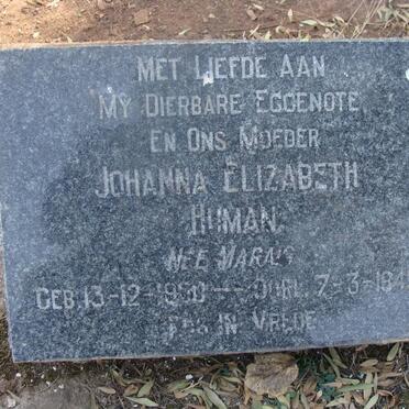 HUMAN Johanna Elizabeth neé MARAIS 1900-1949
