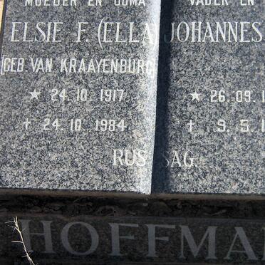 HOFFMAN Johannes C.M. 1903-1991 &amp; Elsie F. VAN KRAAYENBURG 1917-1984