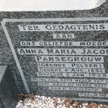 PANSEGROUW Johannes Jacobus 1846-1935 &amp; Anna Maria Jacoba PELSER 1852-1939