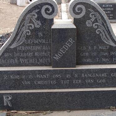 PELSER Jacoba Wilhelmina neé V.D. WALT 1891-1968