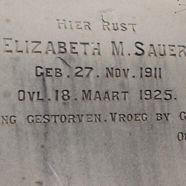 SAUER Elizabeth M. 1911-1925