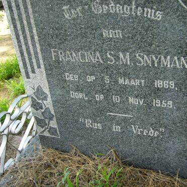 SNYMAN Francina S.M. 1869-1959