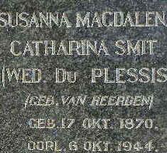 SMIT Susanna Magdalena Catharina formerly DU PLESSIS nee VAN HEERDEN 1870-1944