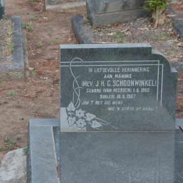 SCHOONWINKEL J.H.G. nee VAN HEERDEN 1902-1967