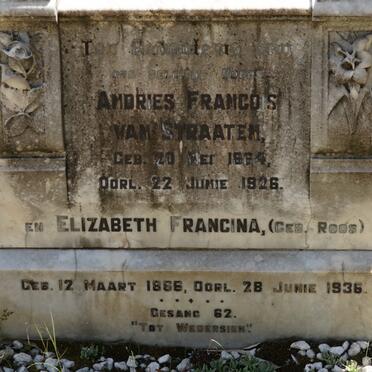 STRAATEN Andries Francois, van 1884-1926 &amp; Elizabeth Francina ROOS 1866-1936
