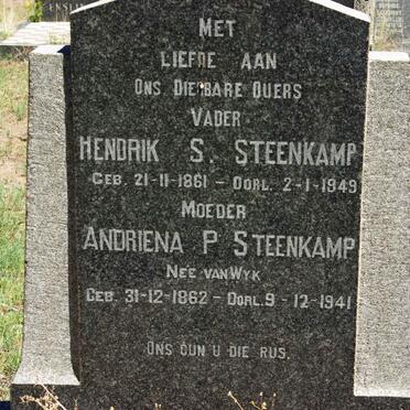 STEENKAMP Hendrik S. 1861-1949 &amp; Andriena P. VAN WYK 1862-1941
