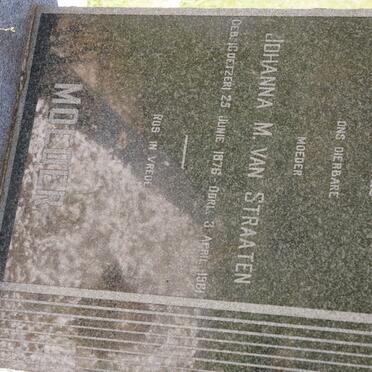 STRAATEN Johannes J., van 1874-1930 &amp; Johanna M. COETZER 1876-1961