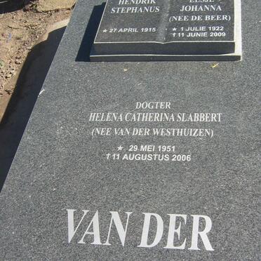 WESTHUIZEN Hendrik Stephanus, van der 1915- & Elsie Johanna DE BEER 1922-2009 :: SLABBERT Helena Catherina nee VAN DER WESTHUIZEN  1951-2006
