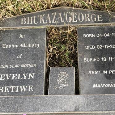 BHUKAZA Evelyn Betiwe nee GEORGE 1918-2000
