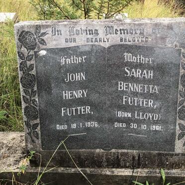 FUTTER John Henry -1936 &amp; Sarah Bennetta LLOYD -1961