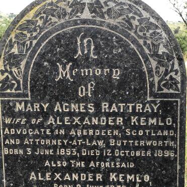 KEMLO Alexander 1839-1913 &amp; Mary Agnes RATTRAY 1853-1896