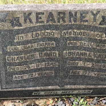 KEARNEY Charles David -1945 &amp; Johanna Katrina -1959
