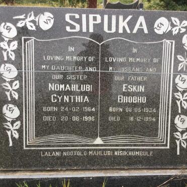 SIPUKA Eskin Bhobho 1934-1994 :: SIPUKA Nomahlubi Cynthia 1964-1996