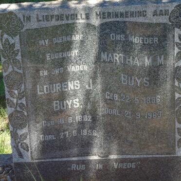 BUYS Lourence J. 1882-1956 &amp; Martha M.M. 1886-1963