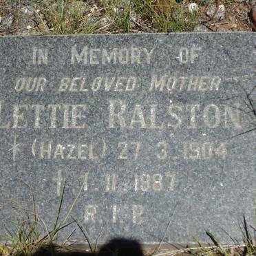 RALSTON Lettie nee HAZEL 1904-1987